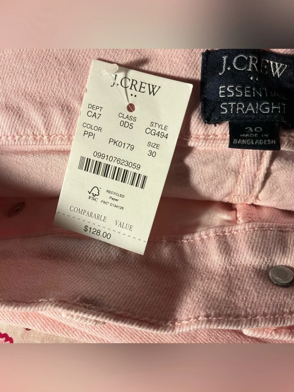 🌙✨🆕🏷️ J.Crew Pink High~ Rise Straight Leg Jeans Size 30 NWT